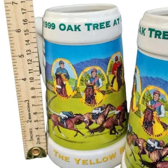Vintage 1999 Oak Tree Santa Anita Yellow Ribbon Stakes Horse Racing Stein Mug(3) - Picture 2 of 4